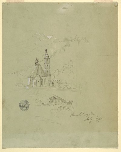Tekening, Berchtesgaden, Beieren, 3 juli 1868 door Frederic Edwin Church