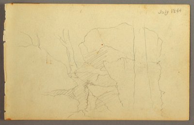 Tekening, Keien tussen bomen, 1844 door Frederic Edwin Church