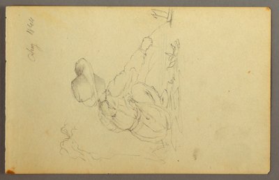 Tekening, Jongen trekt zeilboot, 1844 door Frederic Edwin Church