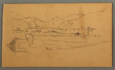 Tekening, Brede Vallei, Schuur, St. Gilgen, Oostenrijk, mogelijk 1868 door Frederic Edwin Church