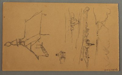 Tekening, Brede Vallei, Schuur, St. Gilgen, Oostenrijk, mogelijk 1868 door Frederic Edwin Church