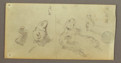 Tekening, Kamelenstudies, 21-22 februari 1868 door Frederic Edwin Church