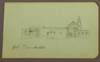 Tekening, Kerk; Verso: Berglandschap, "Taluca", 1883 door Frederic Edwin Church