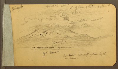 Tekening, Met wolken bedekte bergen, 1889 door Frederic Edwin Church