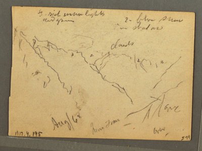Tekening, Jungfrau met wolkendek, Interlaken, Zwitserland, augustus 1868 door Frederic Edwin Church