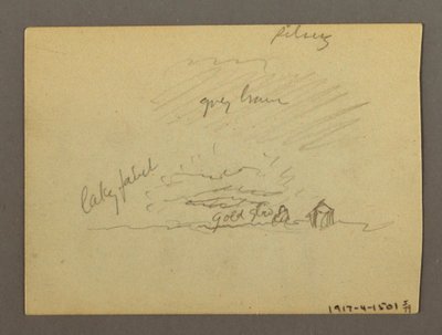 Tekening, Wolkenstudie boven gebouwen, mogelijk 1868-69 door Frederic Edwin Church