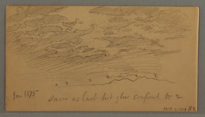 Tekening, Wolk boven heuvels, januari 1875 door Frederic Edwin Church