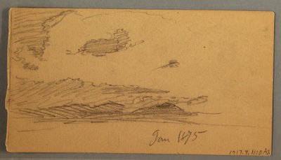 Tekening, Wolk boven heuvels, mogelijk 1875 door Frederic Edwin Church