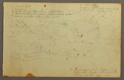 Tekening, Wolkenstudie, mogelijk 1844 door Frederic Edwin Church