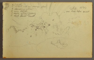 Tekening, Wolkenstudie met doorbrekende zon, 1844 door Frederic Edwin Church