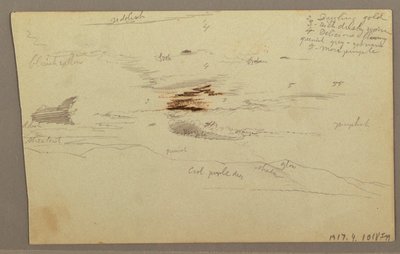 Tekening, Wolken boven heuvelrug, 1863 door Frederic Edwin Church