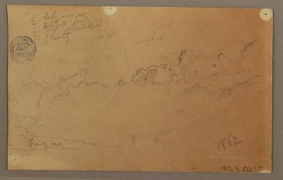 Tekening, Bewolkte lucht, 1863 door Frederic Edwin Church