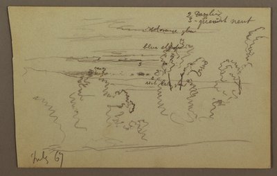 Tekening, Bewolkte lucht, 1867 door Frederic Edwin Church