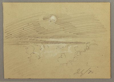 Tekening, bewolkte lucht, juli 1870 door Frederic Edwin Church