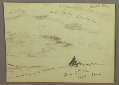 Tekening, Bewolkte lucht, heuvel, 1870 door Frederic Edwin Church