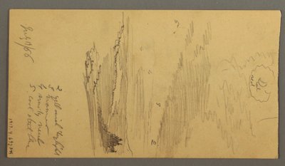 Tekening, Bewolkte lucht boven bergen, 19 juli 1866 door Frederic Edwin Church