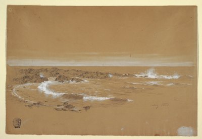 Tekening, Kustlijn, Grand Manan, Canada, augustus 1851 door Frederic Edwin Church
