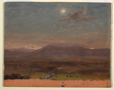 Tekening, Colombia of Ecuador, bergen, maanlicht, 1853 of 1857 door Frederic Edwin Church