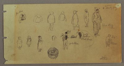 Tekening, kostuum- en figuurschetsen, mogelijk 1869 door Frederic Edwin Church