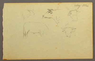 Tekening, Koeien, 1844 door Frederic Edwin Church