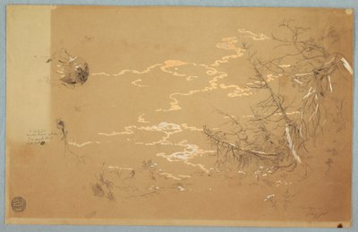 Tekening, Detail View of the Edge of the Canadian Bank, augustus 1858 door Frederic Edwin Church
