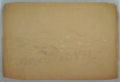 Tekening, Ver uitzicht op de Katahdin getoond vanuit het westen, ca. 1856 door Frederic Edwin Church