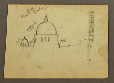 Tekening, Koepels van de Sint-Pietersbasiliek (Gezien vanuit het noorden), Rome, Italië, januari 1869 door Frederic Edwin Church