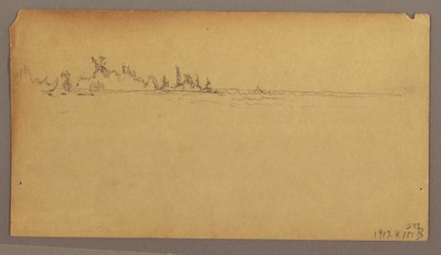 Tekening, Dubbele regenboog over de watervallen, Niagara River, mogelijk 1858 door Frederic Edwin Church