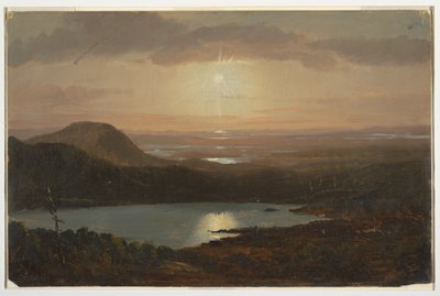 Tekening, Eagle Lake gezien vanaf Cadillac Mountain, Mount Desert Island, Maine, 1850-60 door Frederic Edwin Church