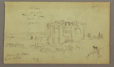 Tekening, gevel als het Parrelorium, 28 april 1868 door Frederic Edwin Church