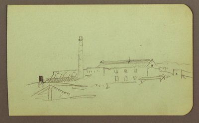 Tekening, Fabriek; Verso: Figuren, 1883 door Frederic Edwin Church