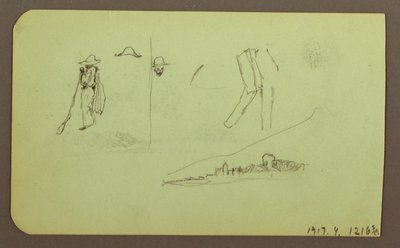 Tekening, Fabriek; Verso: Figuren, 1883 door Frederic Edwin Church