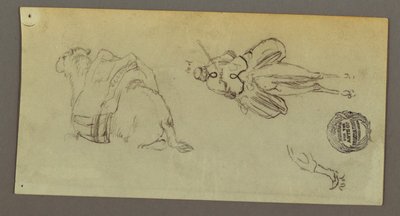Tekening, Figuur rijdend op kameel, zittend op kameel, mogelijk 1868 door Frederic Edwin Church