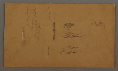Tekening, Figuurstudies, Figuur in boot, Vis, mogelijk 1868 door Frederic Edwin Church