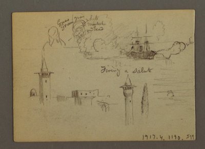Tekening, Figuurstudies, Zeilschip, Regenboog, mogelijk 1868 door Frederic Edwin Church