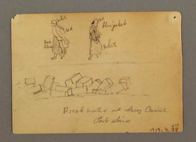 Tekening, Figuurstudies met honden, Egypte, 1868 door Frederic Edwin Church