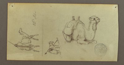 Tekening, Figuur en kamelenstudies, 22 februari 1868 door Frederic Edwin Church