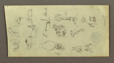 Tekening, Figuur en kamelenstudies, 4 maart, mogelijk 1868 door Frederic Edwin Church