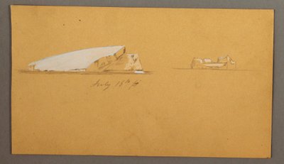 Tekening, Drijvende ijsbergen, 16 juli 1859 door Frederic Edwin Church