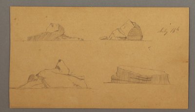 Tekening, Drijvende ijsbergen, 16 juli 1859 door Frederic Edwin Church