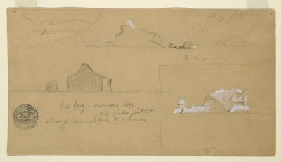 Tekening, drijvende ijsbergen, 2 juli 1859 door Frederic Edwin Church