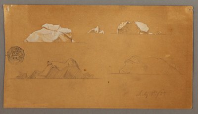 Tekening, Drijvende ijsbergen, 5 juli 1859 door Frederic Edwin Church