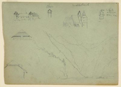 Tekening, Van Salzkammergut, Oostenrijk en de Konigssee, bij Berchtesgaden, Beieren, juli 1868 door Frederic Edwin Church