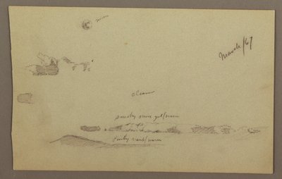 Tekening, volle maan, wolken, jaren 1860 door Frederic Edwin Church