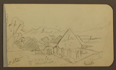 Tekening, Tuin, Huis, Cuautla; Verso: Kerk, Schuur, Cuautla, februari 1885 door Frederic Edwin Church