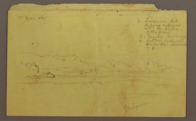 Tekening, Goat Island en Canadese watervallen, mogelijk 1856 door Frederic Edwin Church