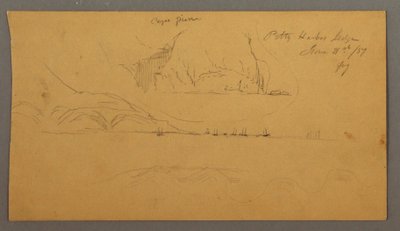 Tekening, Haven, Zeilboten, Bergen, 21 juni 1859 door Frederic Edwin Church