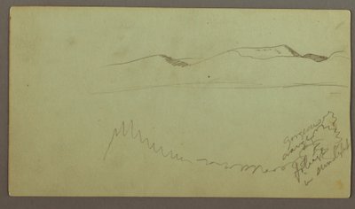 Tekening, Heuvelrug over een vlakte, mogelijk 1868 door Frederic Edwin Church