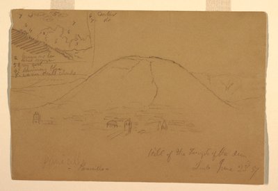 Tekening, Heuvel voor de Tempel van de Zon, Quito, Ecuador, 23 juni 1857 door Frederic Edwin Church