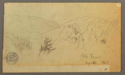 Tekening, Heuvels met bomen, 1860 door Frederic Edwin Church